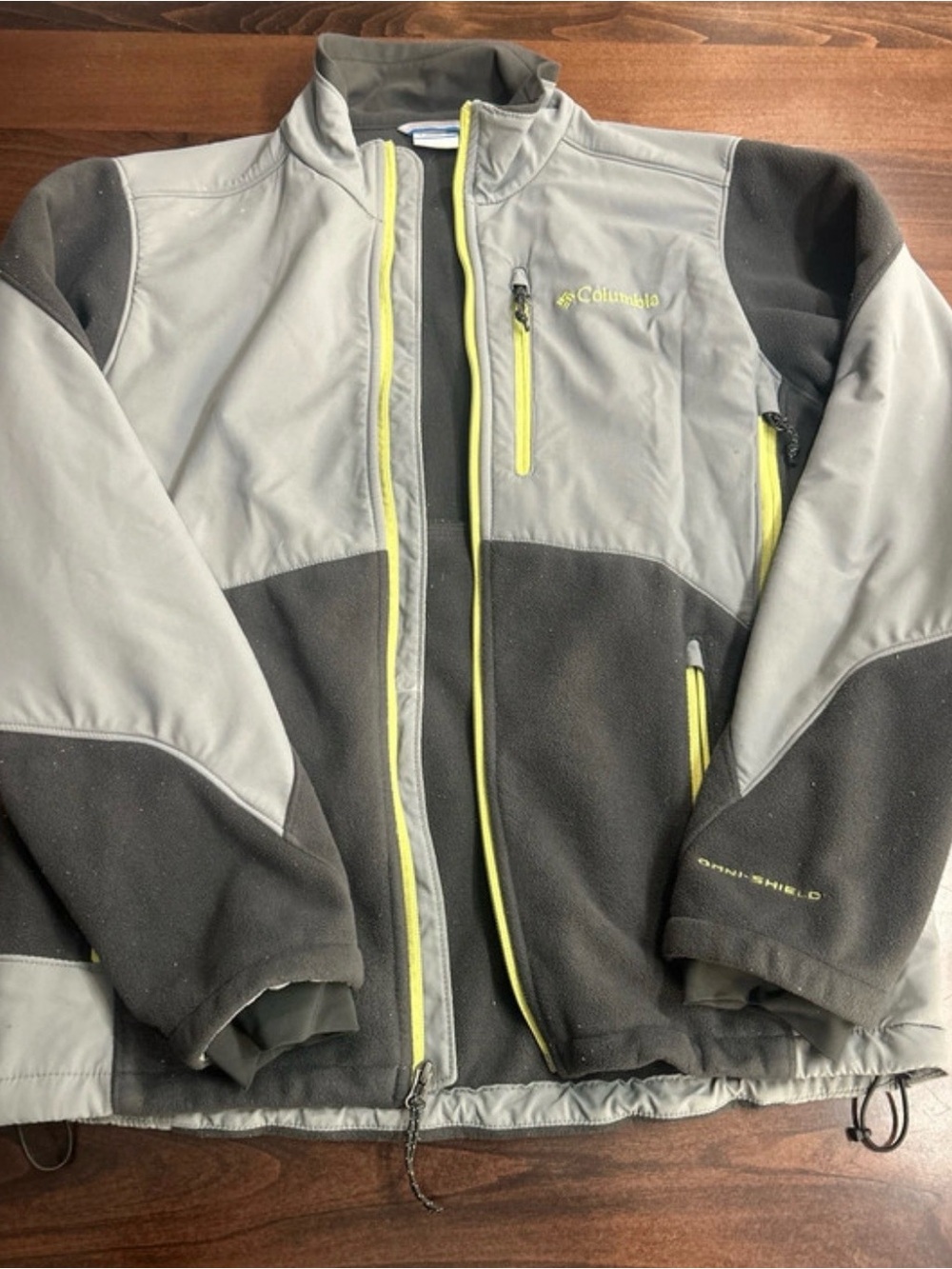 Columbia Gray & Charcoal Utility Jacket with Yellow Trim